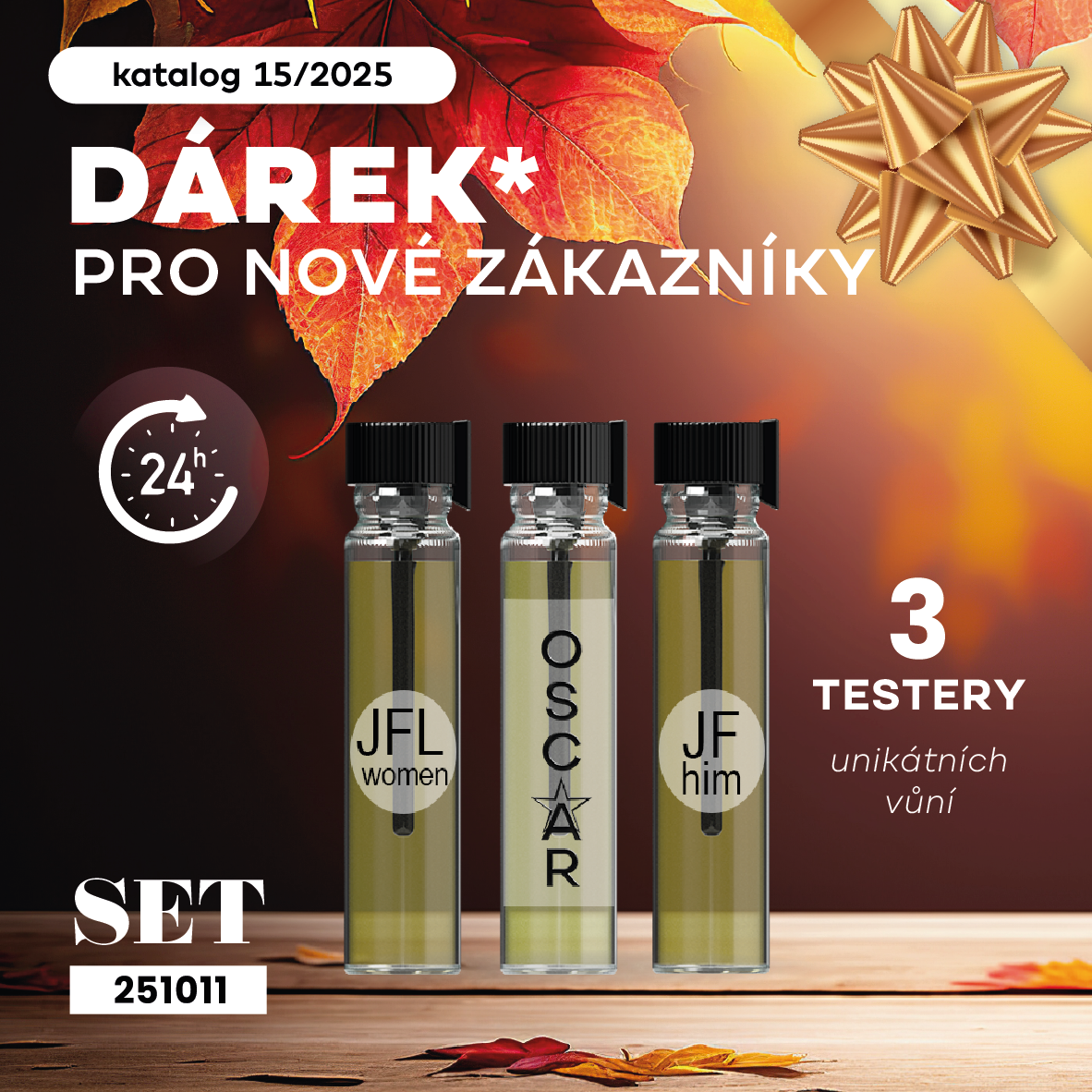 Při objednávce do 24h od registrace 3 TESTERY VŮNÍ ZDARMA