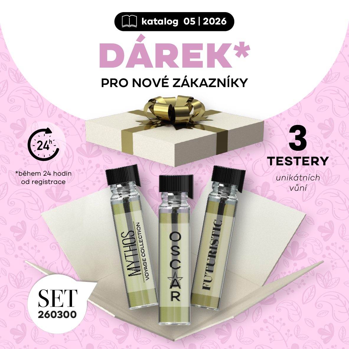 Při objednávce do 24h od registrace 3 TESTERY VŮNÍ ZDARMA