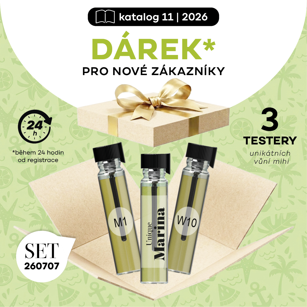 Při objednávce do 24h od registrace 3 TESTERY VŮNÍ ZDARMA.